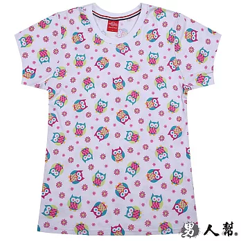 【男人幫】T1142*【日式貓頭鷹純棉圓領T恤】白色 M號