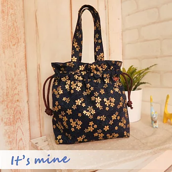 It’s mine 束口方便包系列-櫻花紛飛時-藍