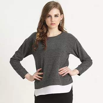 【GIVORS】知性下拼接針織上衣L灰