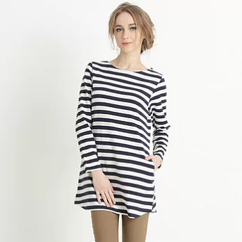 【maca】寬條側口袋長版上衣L象牙白