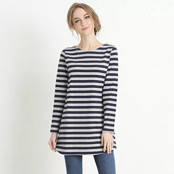 【maca】寬條側口袋長版上衣L灰