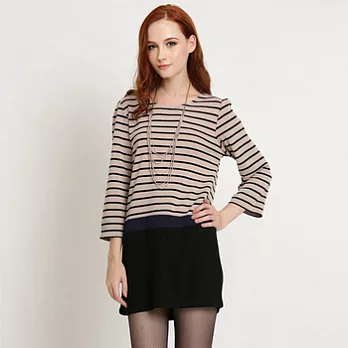 【GIVORS】配色拼接條紋長上衣L米