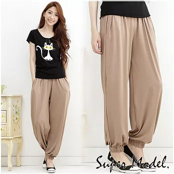 【名模衣櫃】運動甜心 馬卡龍冰絲涼爽褲(束口)-共5色(適穿M-XL)FREE卡其色