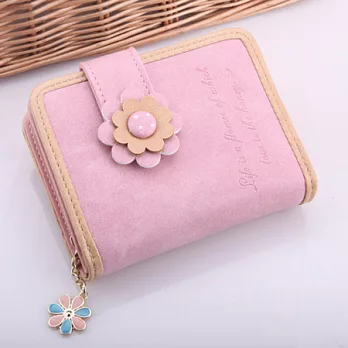 A+ accessories山茶花小清新扣式零錢短夾 (共5色可選)粉色
