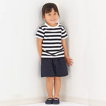 [MUJI]幼兒有機棉每日兒童服橫紋短袖T恤80深藍橫紋