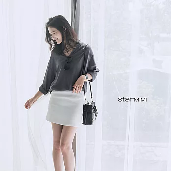 【StarMIMI】開V設計領開襟襯衫*M灰藍