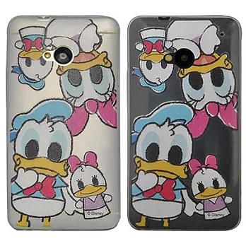 Aztec 迪士尼 HTC New One M7 手機保護殼 透明矽膠套唐老鴨一家