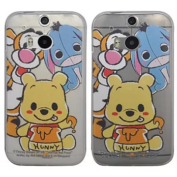 Aztec 迪士尼 HTC One M8 手機保護殼 透明矽膠套維尼熊夥伴