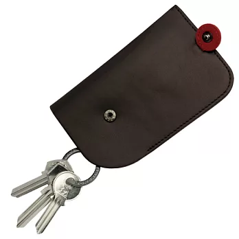 MONDIANE 瑞士國鐵隱藏式拉環牛皮鑰匙包-深咖啡
