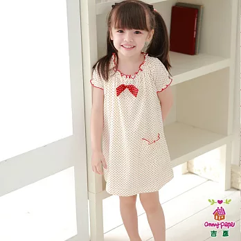 【Anny pepe】女童米印紅點短袖洋裝＿美國精梳棉110米