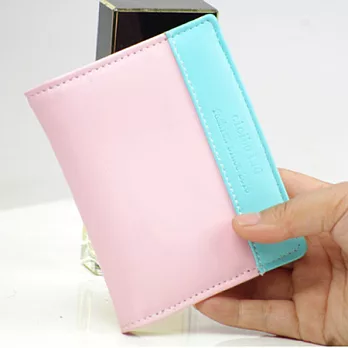 A+ accessories 超薄好收納馬卡龍撞色兩折輕便短夾(5色任選)天藍配粉