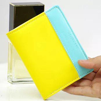 A+ accessories 超薄好收納~馬卡龍撞色兩折輕便短夾(5色任選)天藍配黃