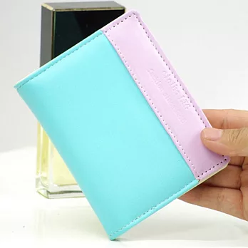 A+ accessories 超薄好收納~馬卡龍撞色兩折輕便短夾(5色任選)紫配天藍