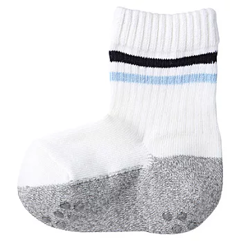 [MUJI 無印良品]幼兒有機棉混織線螺紋直角短襪11~13cm淺藍橫紋