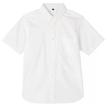 [MUJI 無印良品]男有機棉牛津布扣領短袖襯衫S白色