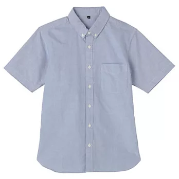 [MUJI 無印良品]男有機棉牛津布扣領短袖襯衫M藍色