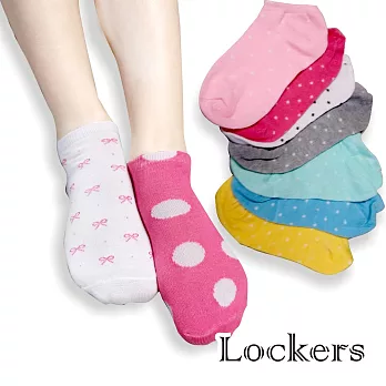 【Lockers 木櫃】糖果系點點大圓點蝴蝶結愛心短襪五入組(色系隨機)點點款