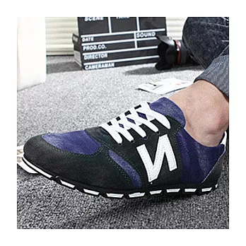 【Moscova】韓版拼接配色N字男款休閒鞋39藍色