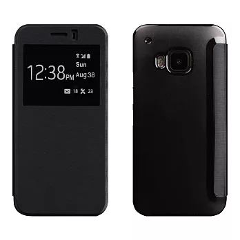 【BIEN】HTC One (M9) 髮絲紋超薄來電顯示皮套 (黑)