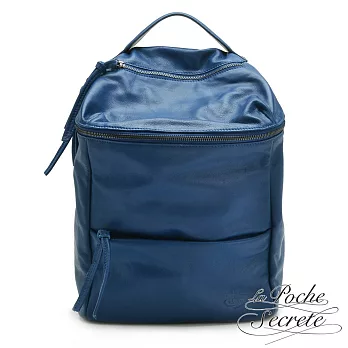 【La Poche Secrete天然皮革】收藏世界,旅行者水染牛皮後背包 -爵士藍