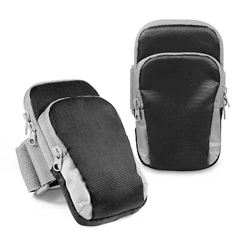 人體工學 機能萬用雙袋運動手機臂套黑色