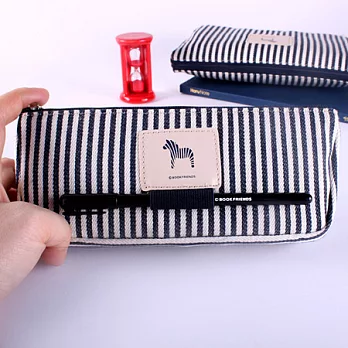 草原斑馬收納包筆袋-深藍