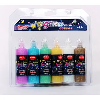 Micia大容量3D亮片膠筆組(6入)