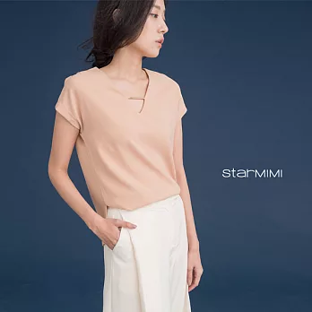 【StarMIMI】V領金屬裝飾上衣*S裸色