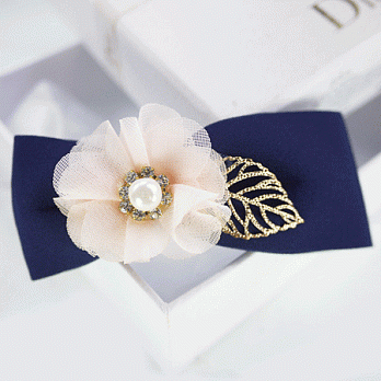 【PinkyPinky Boutique】清新甜美蝴蝶結髮夾 (深藍色)