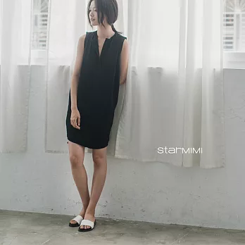 【StarMIMI】微開襟長版雪紡洋裝＊FREE黑