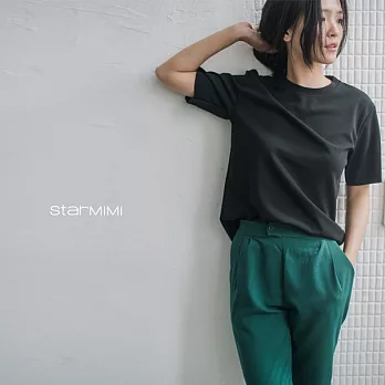 【StarMIMI】不收邊微彈力素色上衣*FREE黑