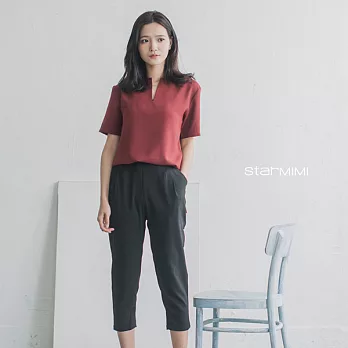 【StarMIMI】前短後長V領側衩上衣*S深紅