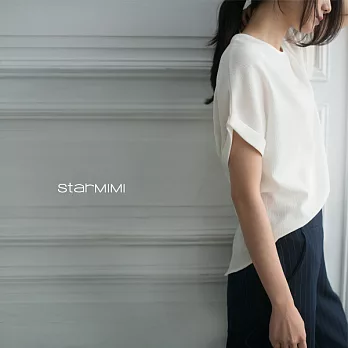 【StarMIMI】後開岔反摺袖織紋上衣*M白