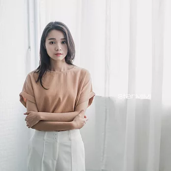 【StarMIMI】後開岔反摺袖織紋上衣*M裸色