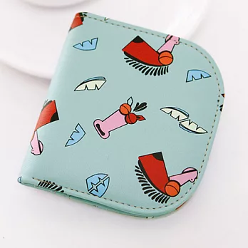 A+ accessories 韓國潮品塗鴉風簡易圓角女用短夾 (6色可選)綠色