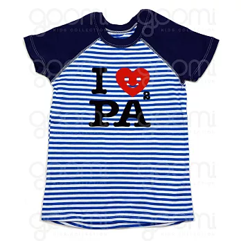 GOOMI台灣第一文創童裝【我愛PAPA】拉格蘭/條紋短袖T-Shirt～1-2Y黑+紅植絨