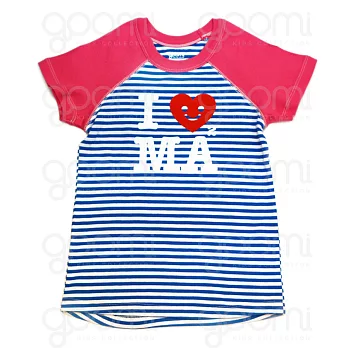 GOOMI台灣第一文創童裝【我愛MAMA】拉格蘭/條紋短袖T-Shirt～1-2Y白+紅植絨