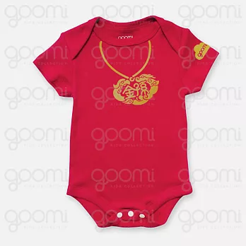 GOOMI台灣第一文創童裝【金孫】短袖暗紅色包屁衣~0-6M金色膠印
