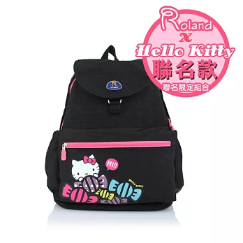 Roland & Hello Kitty聯名多口袋設計大容量Dora後背包/媽媽包幸福甜蜜黑