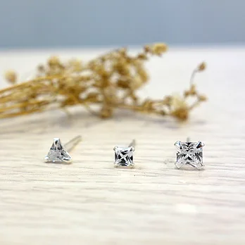 Little OH! 幾何小鑽 純銀耳環-三角形(4mm)