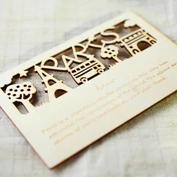 木質鏤空明信片‧歐洲旅行巴黎篇