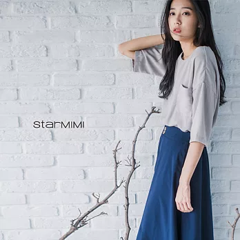 【StarMIMI】虛線直紋單口袋後V上衣*FREE藕灰