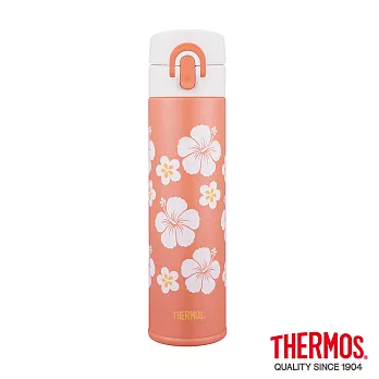 【THERMOS 膳魔師】超輕量 不鏽鋼真空保溫瓶 0.4L(JNI-400-RMF)RMF(扶桑花篇)