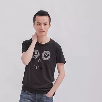 太空骷髏頭1號 短袖 蜜桃棉 男TS黑