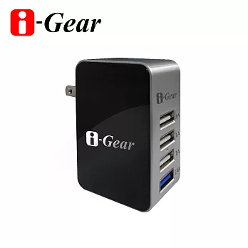 i-Gear 4 port USB大電流旅充變壓器 IAU-54A黑色