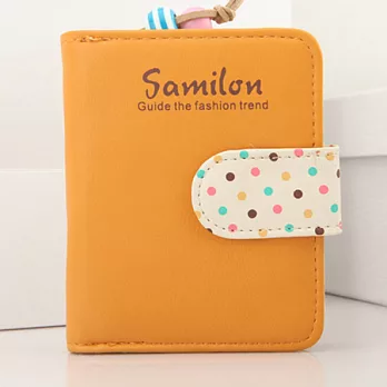 A+ accessories 韓版時尚可愛波點多卡收納短夾 (5色可選)黃色