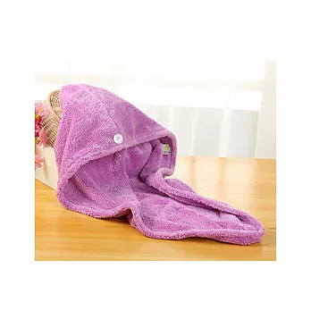 超吸水雙面珊瑚絨乾髮帽2入組紫+紅