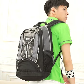 X-SPORTS 街頭浪潮‧曲線拼色波浪高壓棉運動後背包/灰(CG20435-32)