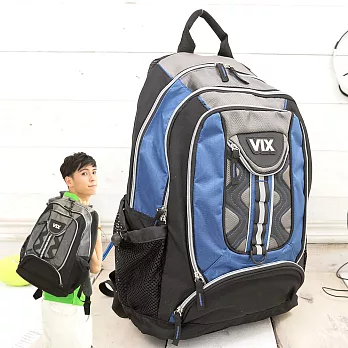 X-SPORTS 街頭浪潮‧曲線拼色波浪高壓棉運動後背包/藍(CG20435-39)