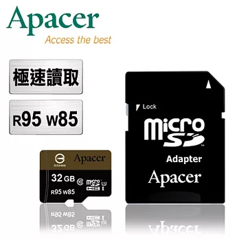 Apacer宇瞻 32GB MicroSDHC UHS-I U3 Class10 高速記憶卡(R95 W85 MB/s)